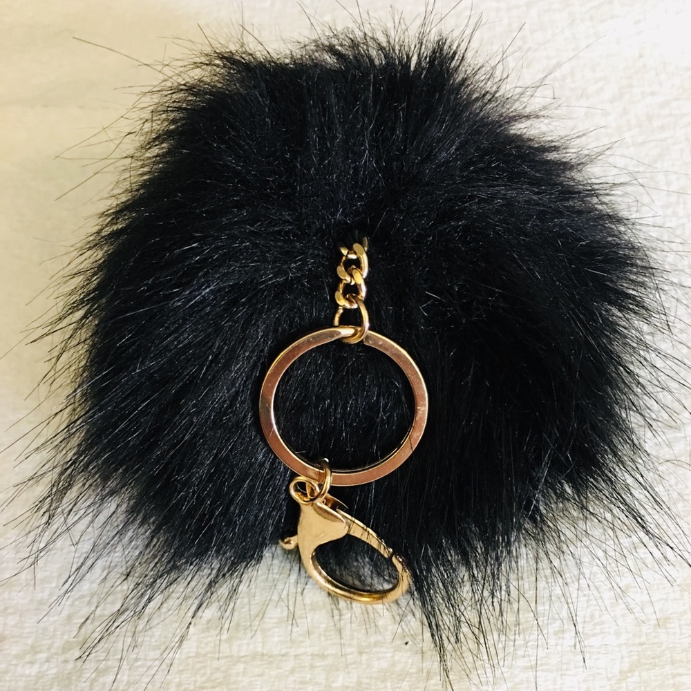 Faux Fox Fur Pom Pom Keychain